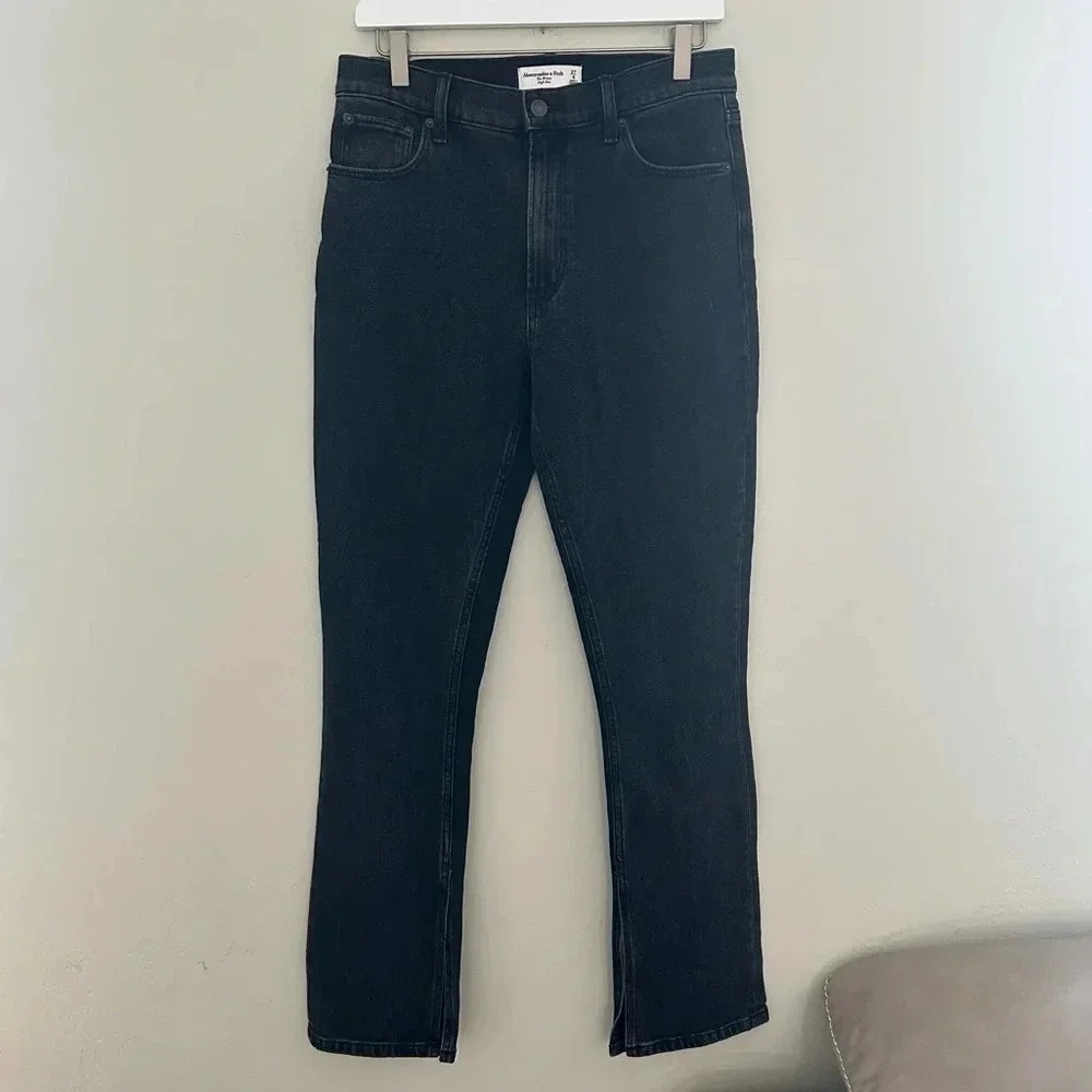 Abercrombie &‎ Fitch The Skinny High Rise Black Side Slit Size 27/4